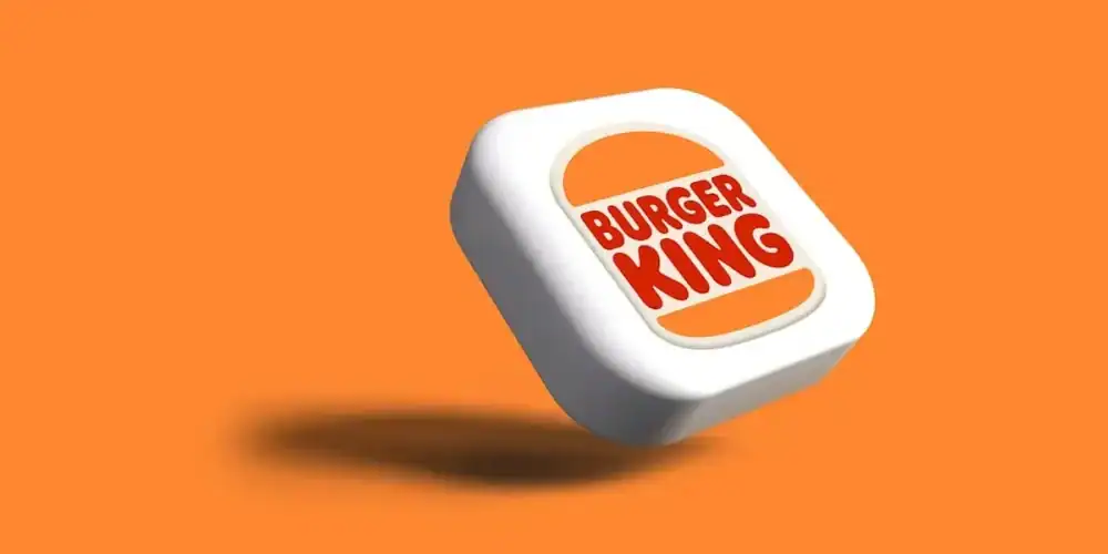 3D white tile with Burger King logo on orange background