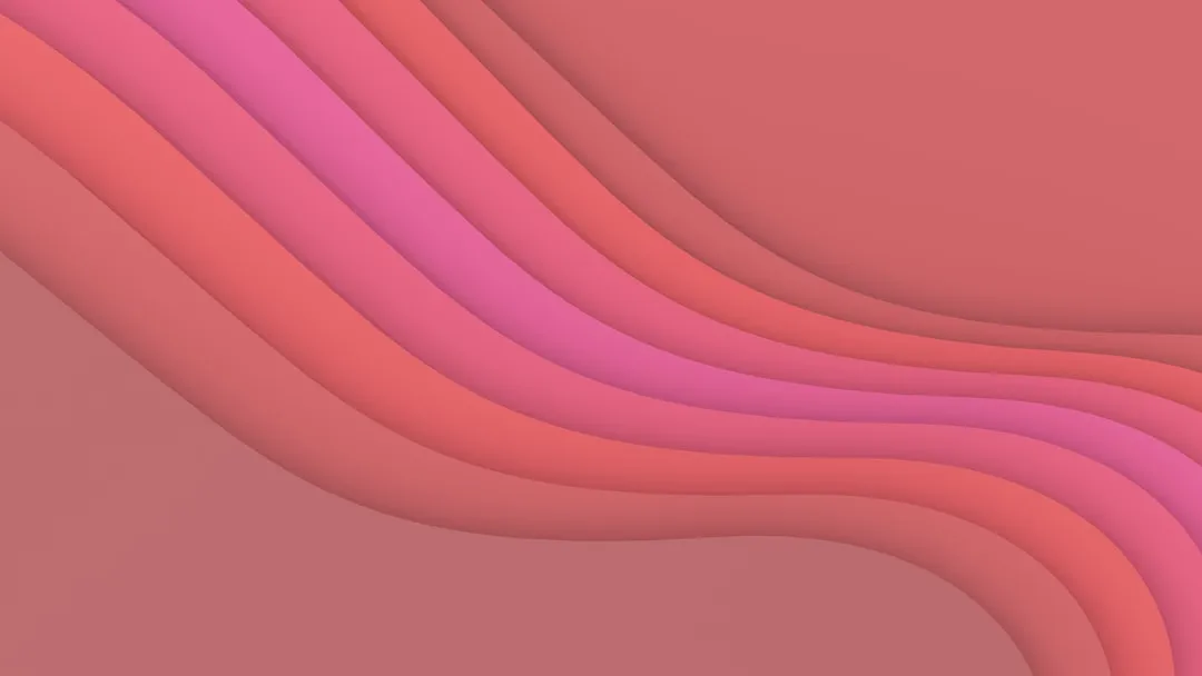 Abstract pink and coral wavy ribbons background