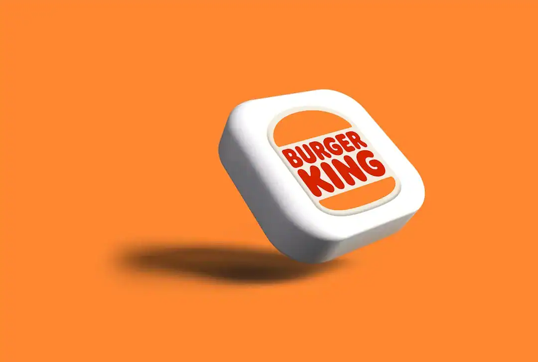 3D white tile with Burger King logo on orange background