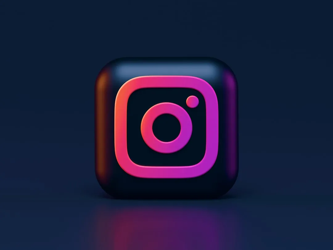3D Instagram app icon on dark blue background