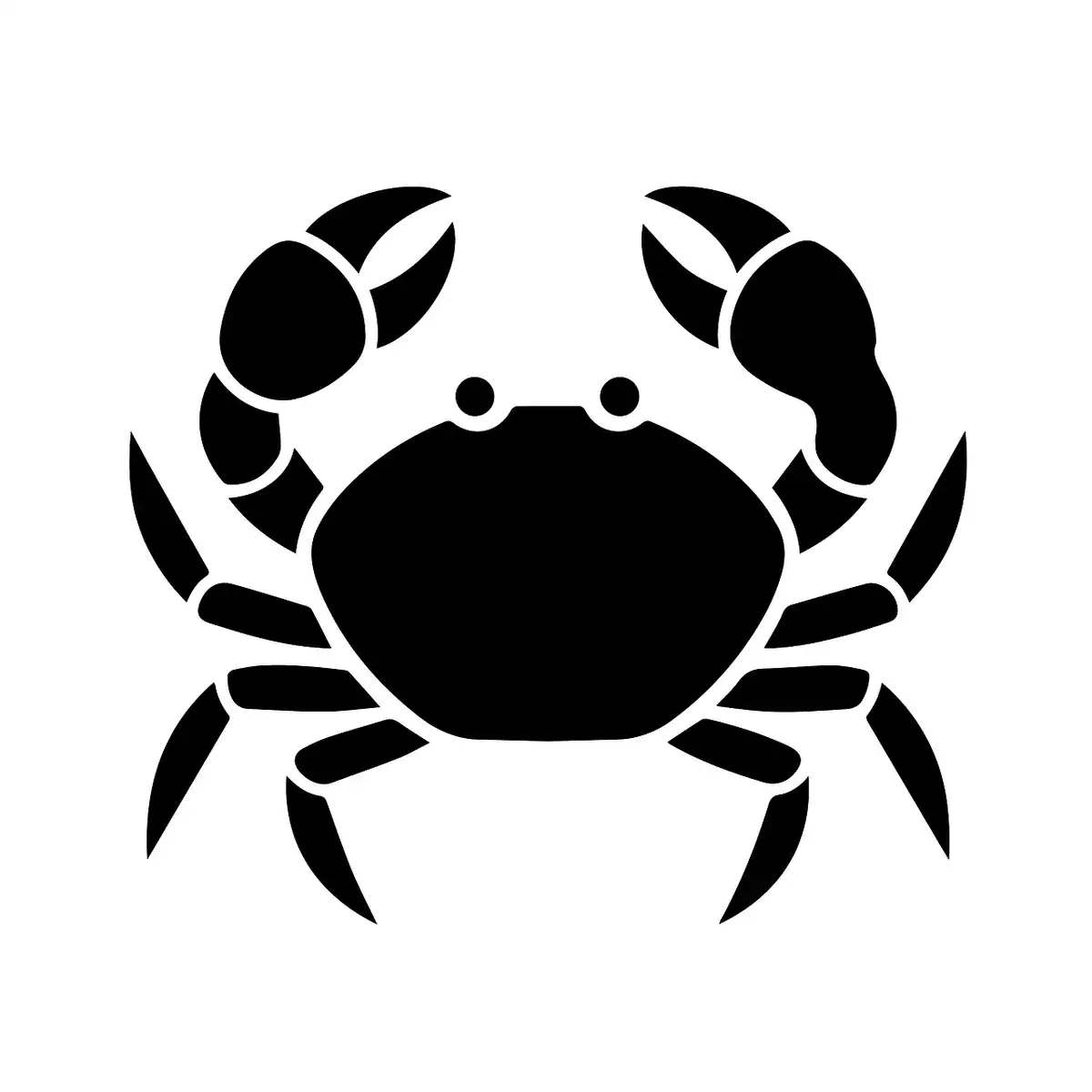 Black crab silhouette icon on white background