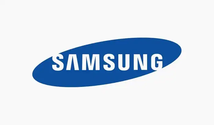 Samsung logo: blue oval with white SAMSUNG text