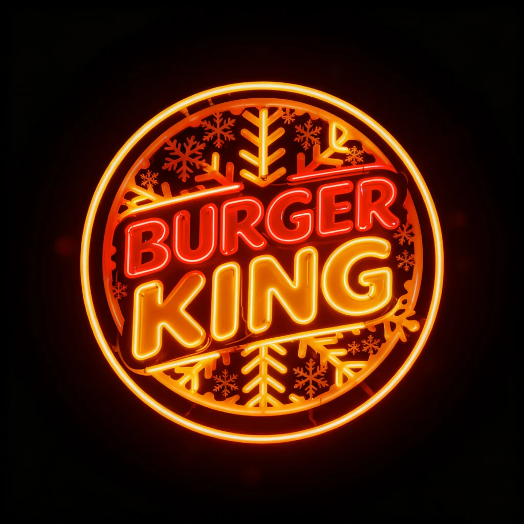 バーガーキングがクリスマスに出会うとき:AIロゴクリエーターで10種類の個性的なクリスマス限定ロゴを創る画像4 AIロゴクリエイターによるバーガーキングの10種類のクリスマスロゴスタイル。