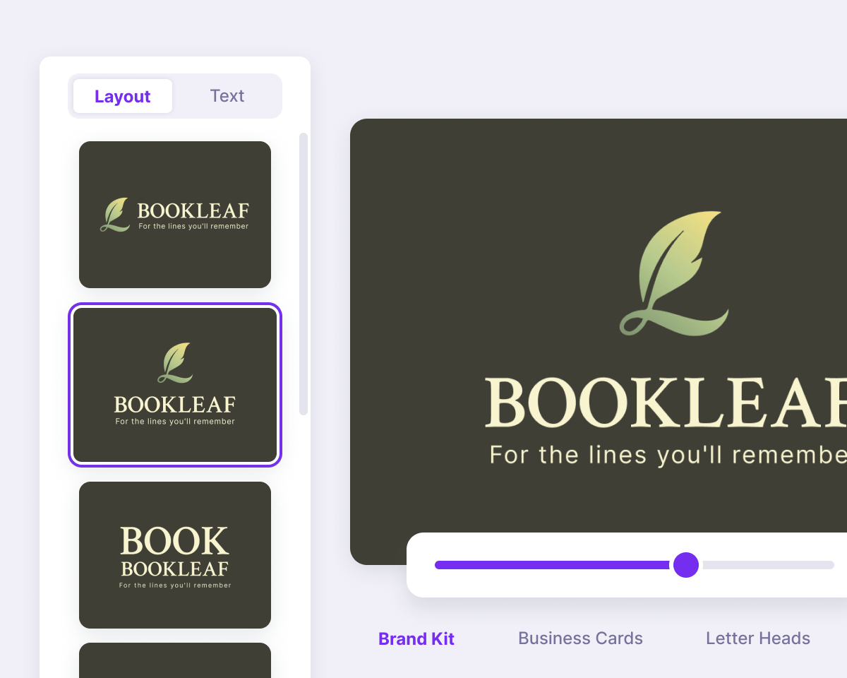 Editor screen (customization controls)