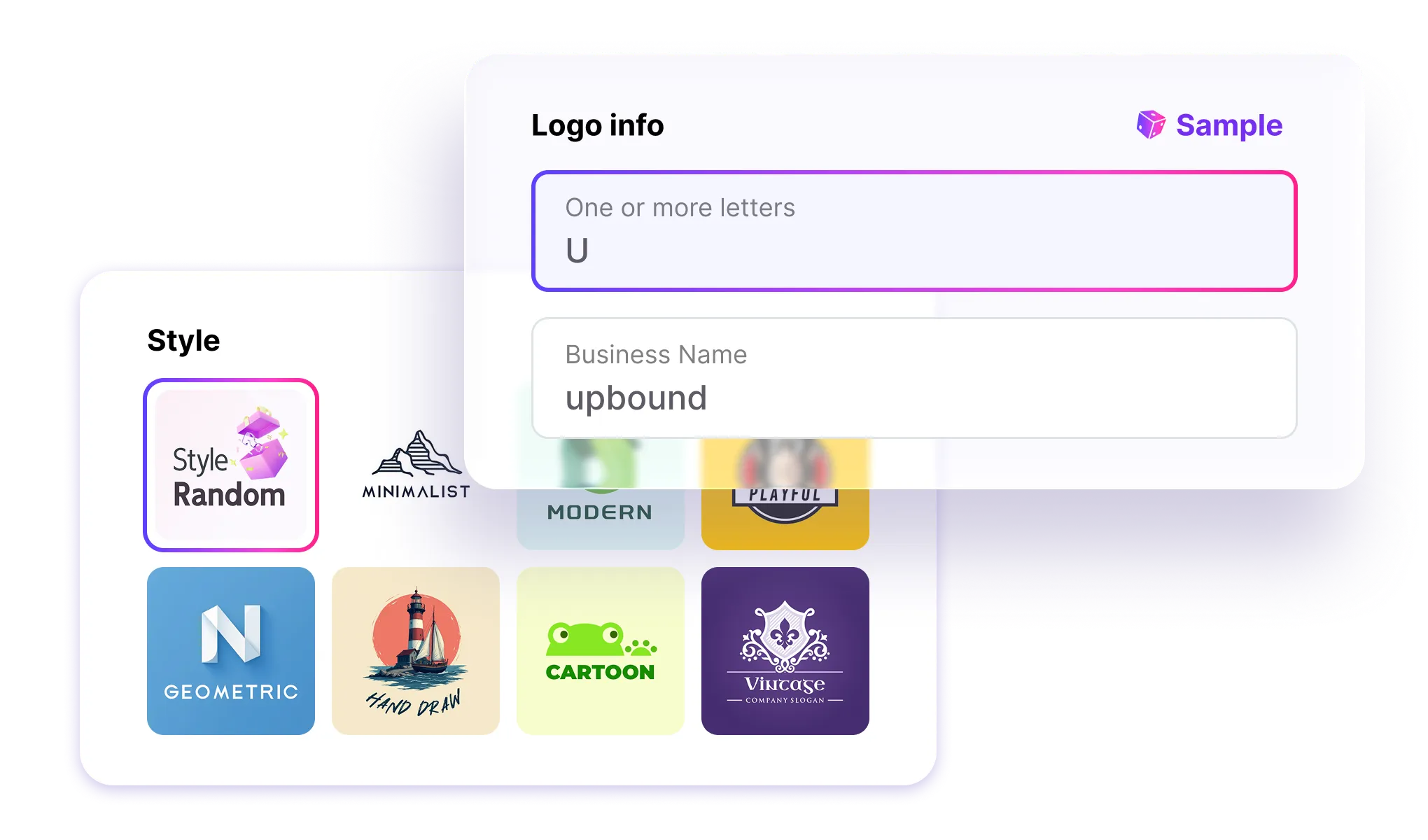 ロゴを作成するために文字、ブランド名、またはテキストを入力